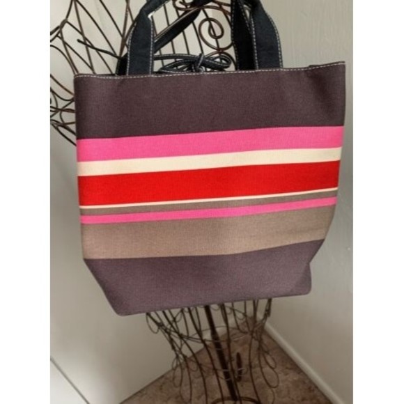 Pristine Canvas Shoulder Bag Brown And Pink‎ Multiple Compartments - Picture 3 of 11